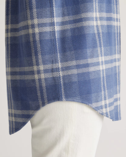 Stretch Sweater Fleece Shirt - XS / Navy/Red/Yellow Check
