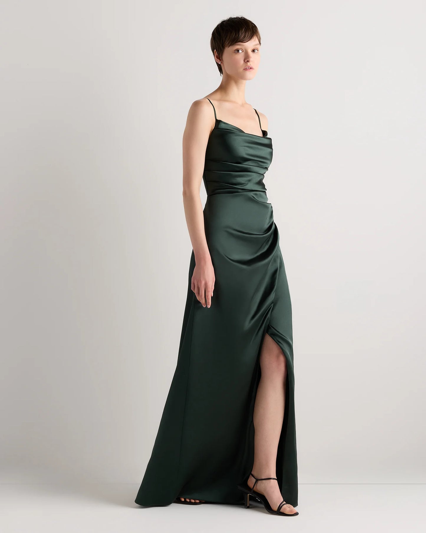 Juliette Stretch Satin Dress - 0 / Garden Sage Green
