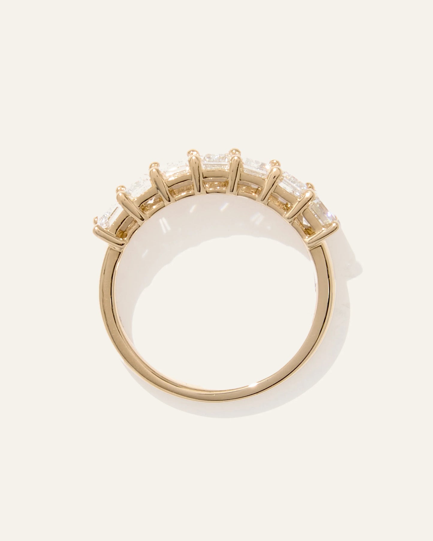Lab Grown Diamond Emerald Seven Stone Band - 4 / Yellow Gold
