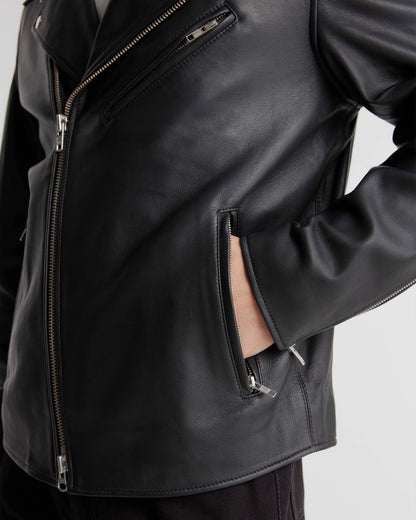 100% Leather Motorcycle Jacket - S / Black