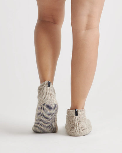 Fleece Lined Gripper Slippers (2-Pack) - S / Grey/Natural