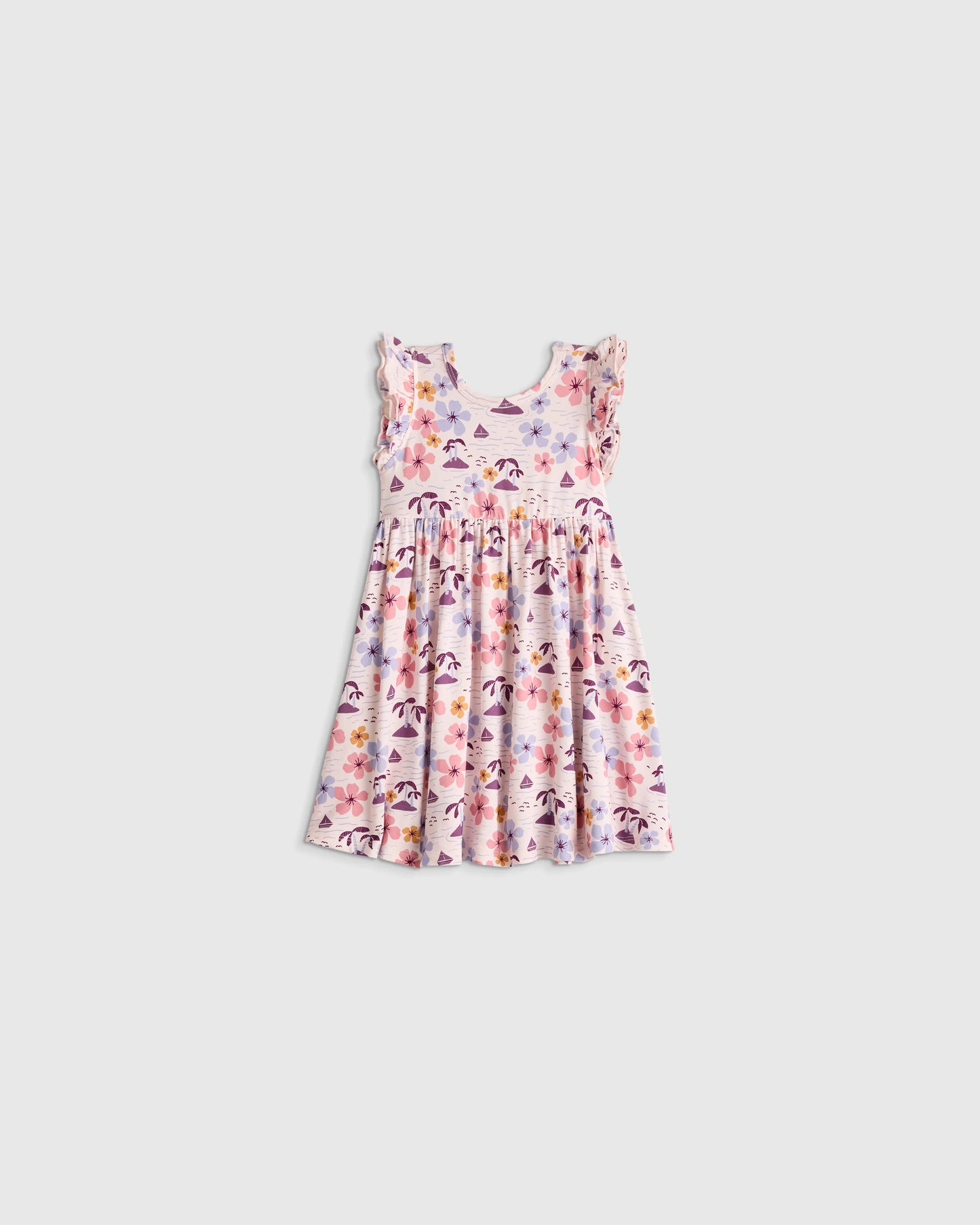 Bamboo Short Sleeve Flutter Twirl Dress - 12-18M / Starfish Pool