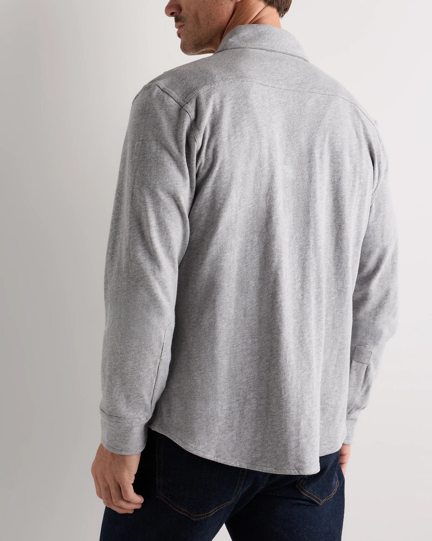 100% Organic Cotton Slub Long Sleeve Button Up Shirt - S / Heather Grey