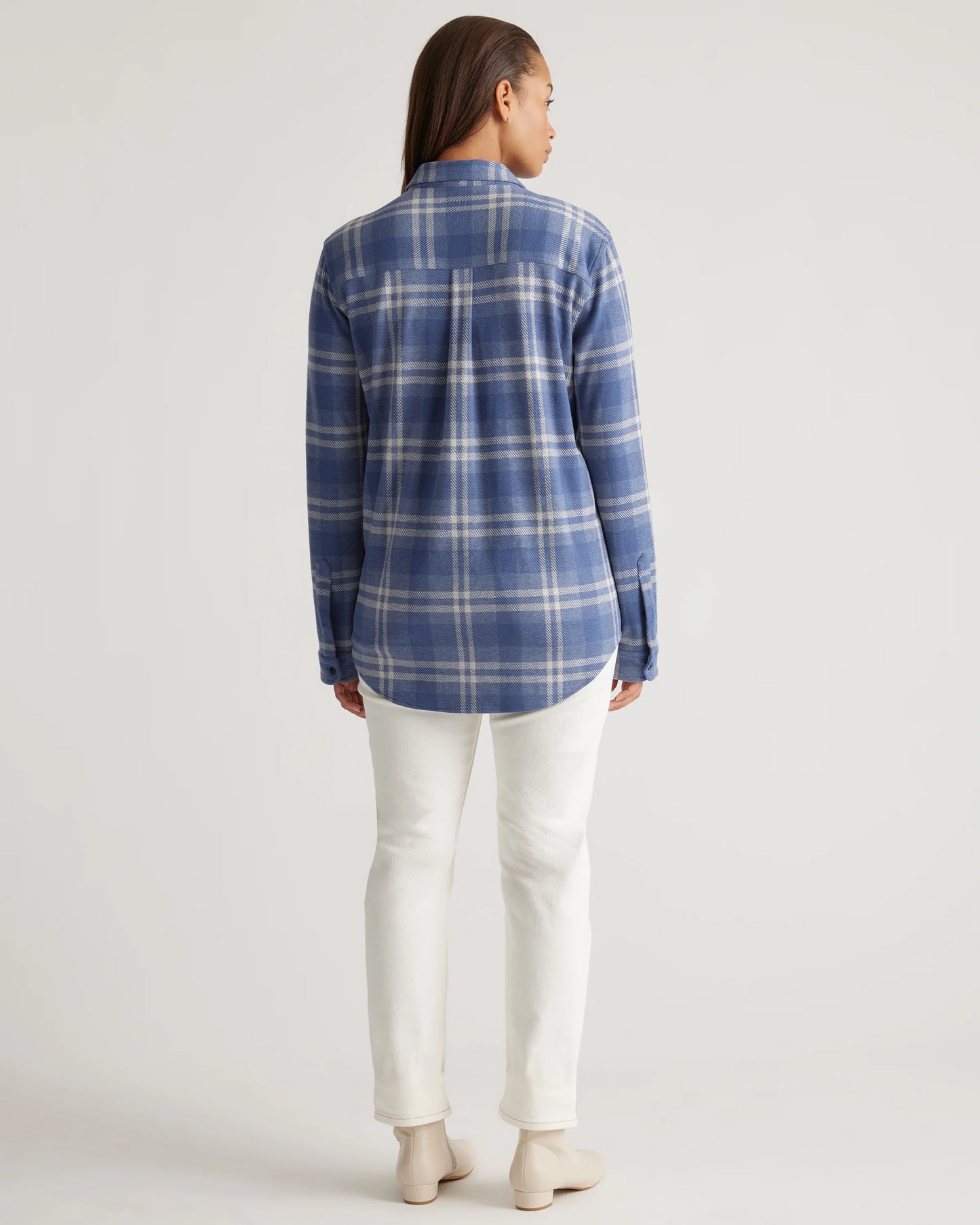 Stretch Sweater Fleece Shirt - XS / Navy/Red/Yellow Check