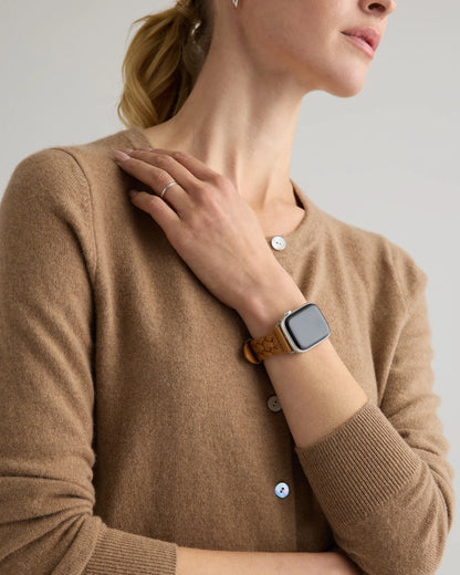Braided Leather Smartwatch Band - 38mm - 42mm / Dark Brown