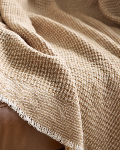 Lightweight Cashmere Wool Patterned Throw - 50x60 / Camel
