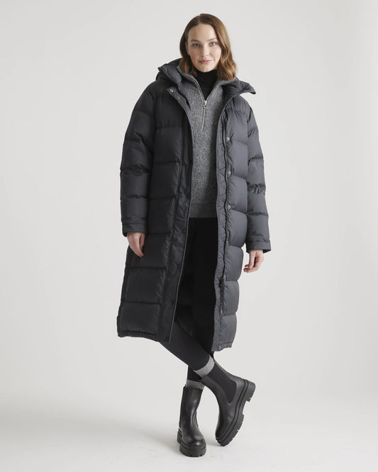 Responsible Down Long Puffer Jacket - XS / Black