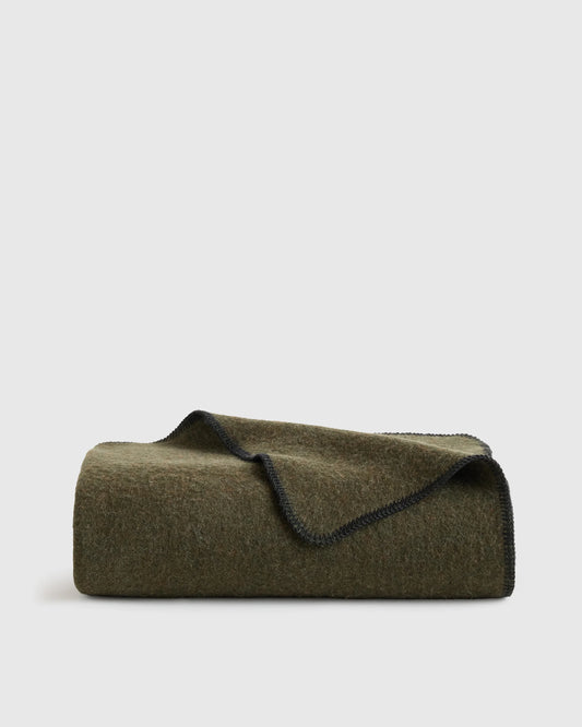Wool Whipstitch Throw - 50x70 / Olive