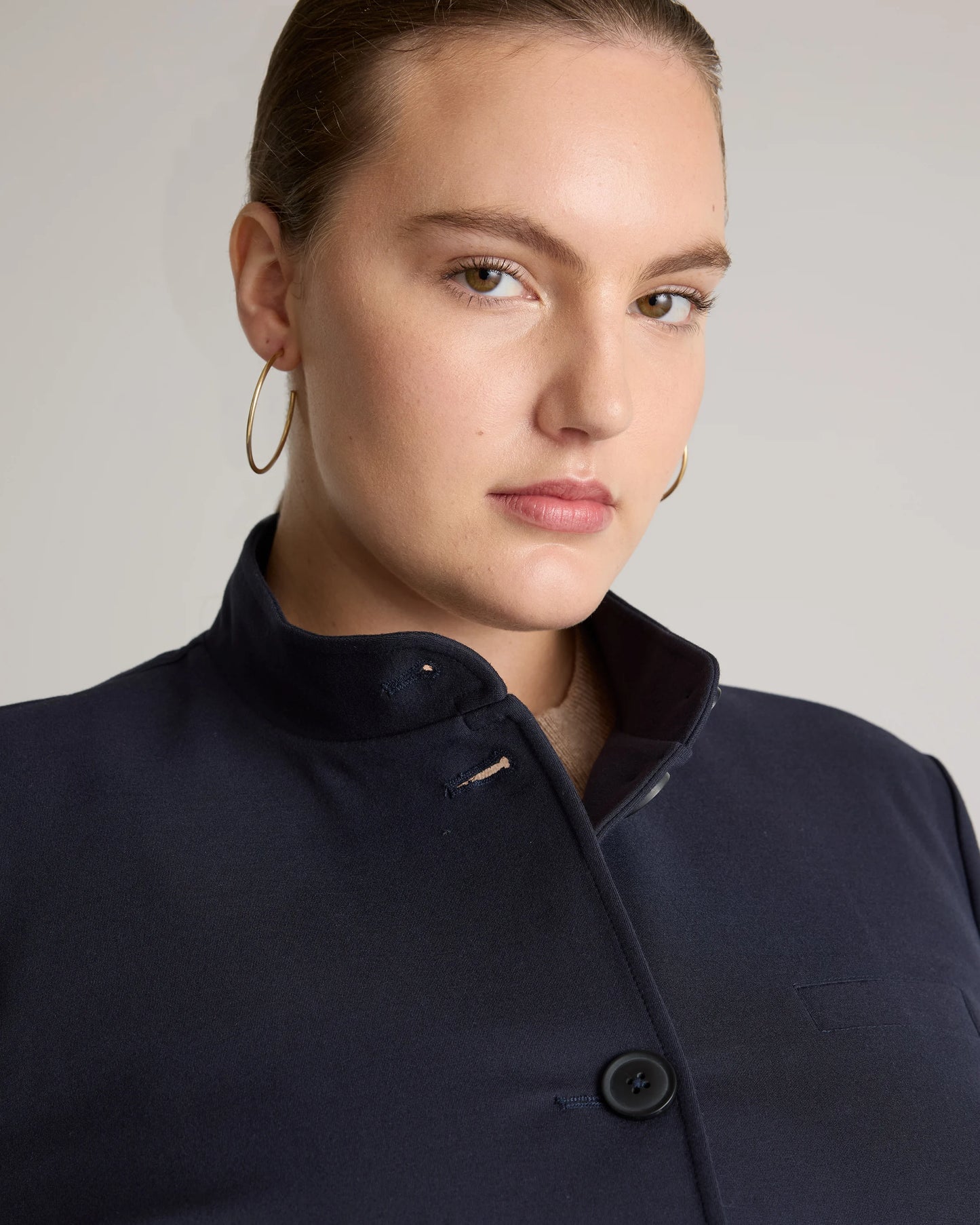Ultra-Stretch Ponte Stand Collar Blazer - XS / Navy