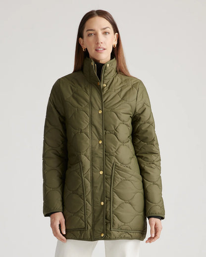 Featherless Quilted Long Puffer Jacket - XS / Silken White