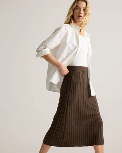 Mongolian Cashmere Midi Skirt - XS / Brown