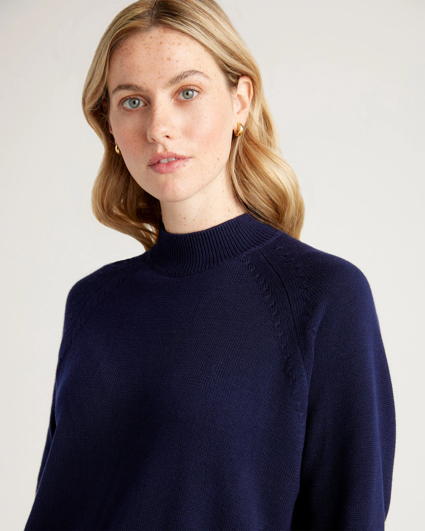 100% Organic Cotton Mock Neck Sweater - XS / Ivory