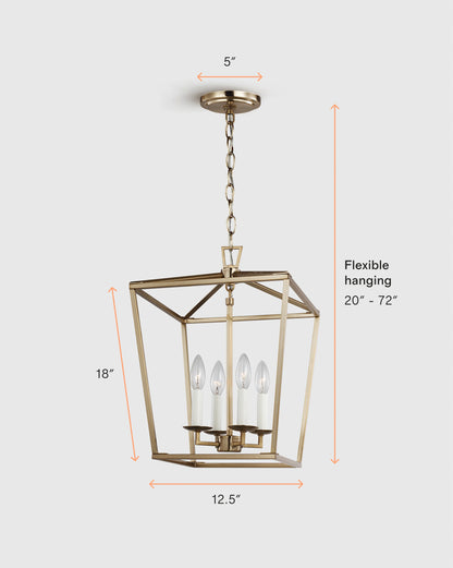 Traditional Steel Lantern Pendant - Small / Brass