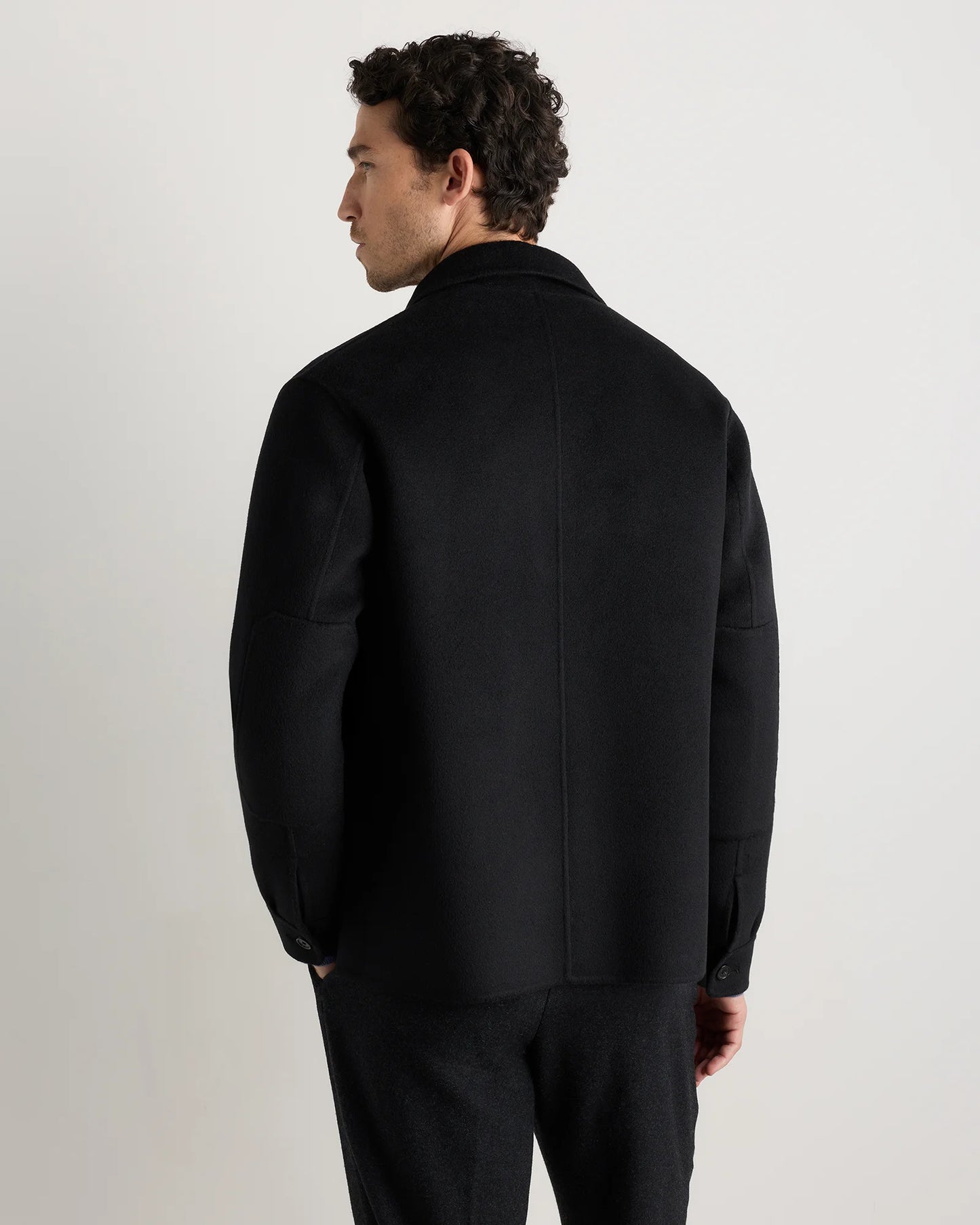 100% Mongolian Cashmere Double-Faced Shirt Jacket - S / Black