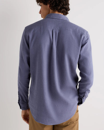 Organic Cotton Stretch Selvage Shirt - S / Mini Blue Stripe