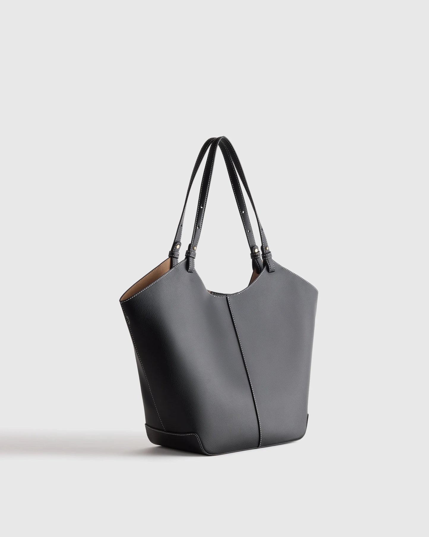 Italian Leather Trapeze Tote - One Size / Dark Brown