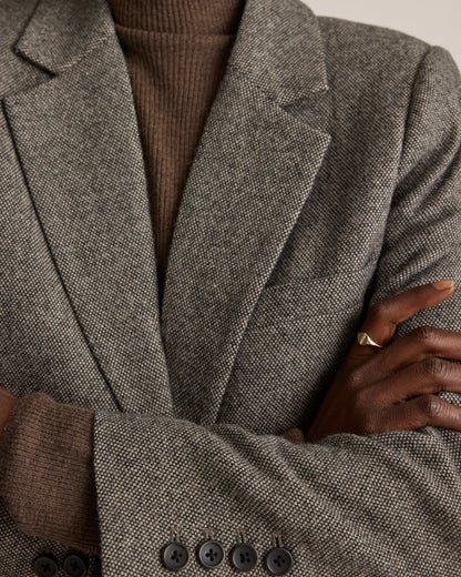 Italian Wool Oversized Blazer - XS / Textured Brown