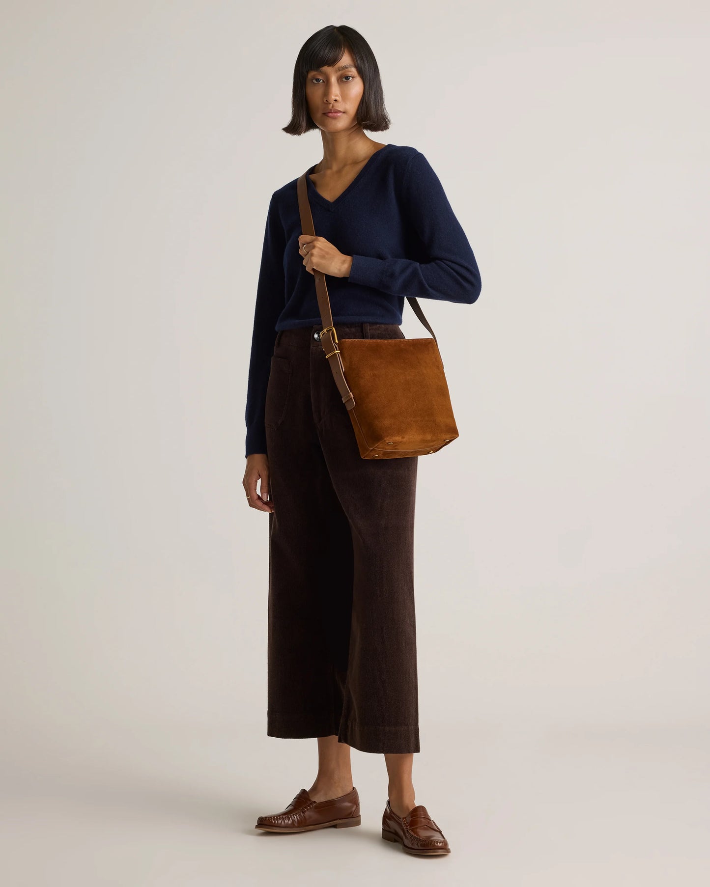 Italian Suede Bucket Crossbody - One Size / Sand