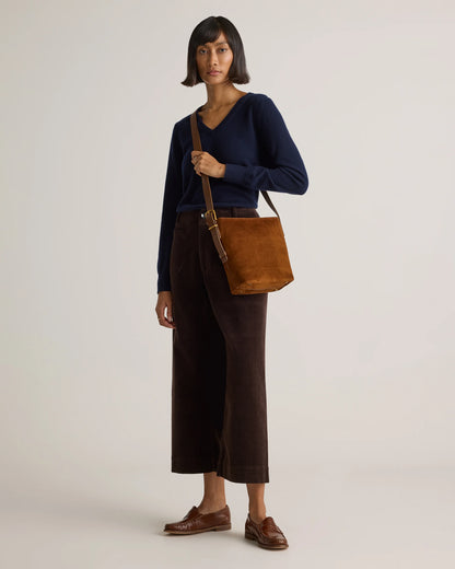 Italian Suede Bucket Crossbody - One Size / Sand