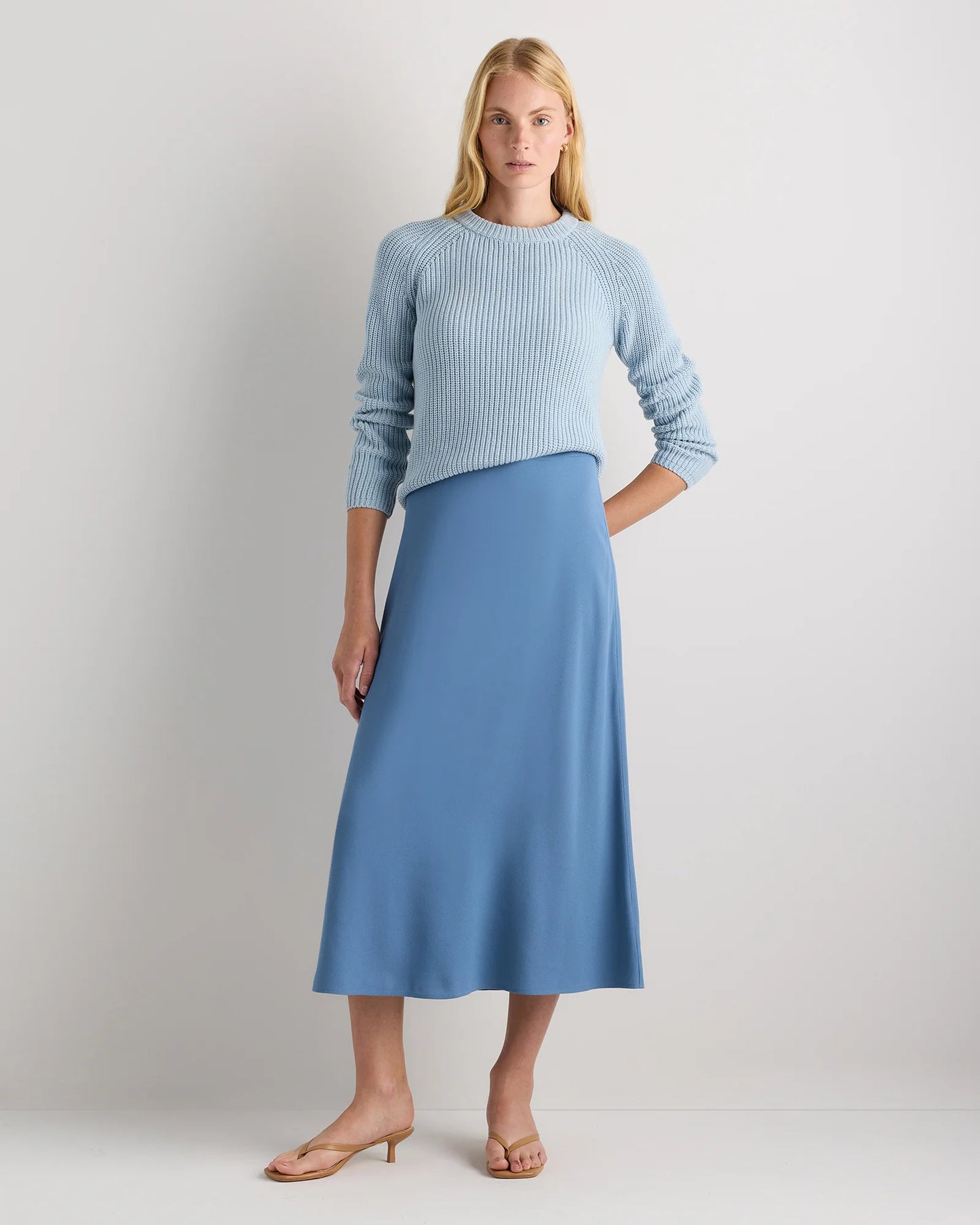 Lightweight Crepe Slip Skirt - XS / Moonstone Blue