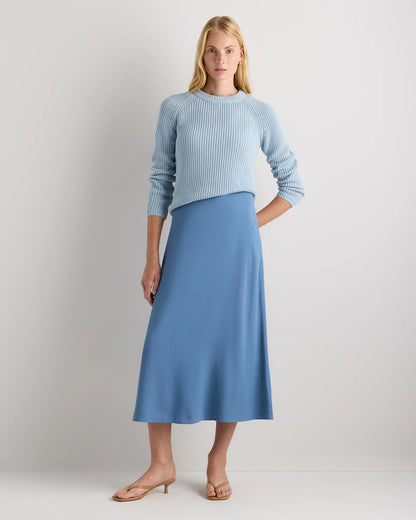 Lightweight Crepe Slip Skirt - XS / Moonstone Blue