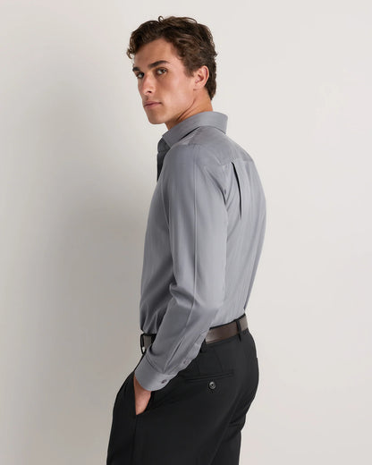 Supima Cotton Herringbone Dress Shirt - S / Blue Stripe