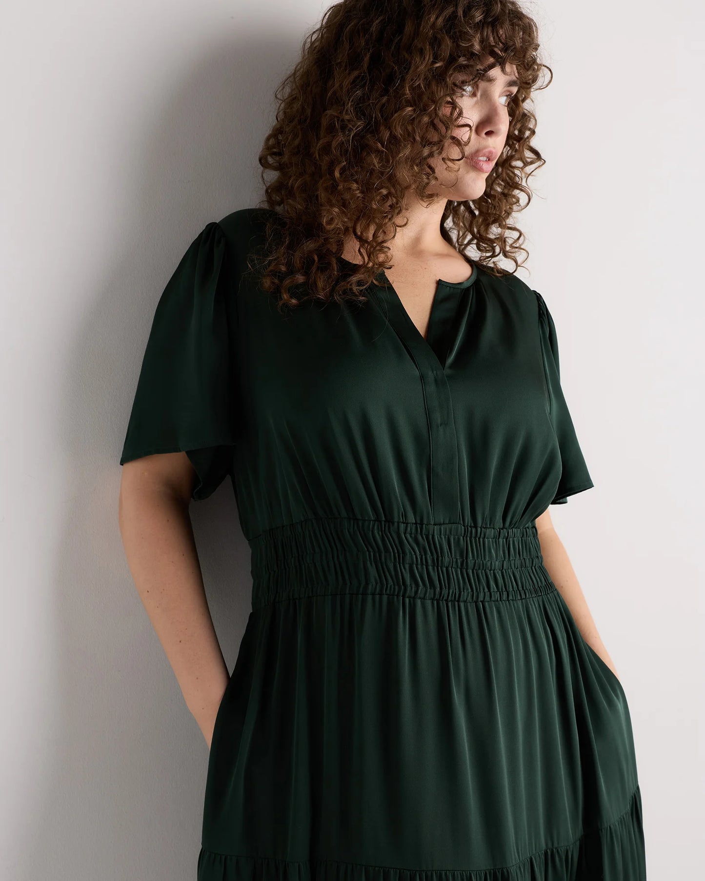 Washable Stretch Silk Tiered Maxi Dress - 1X / Navy
