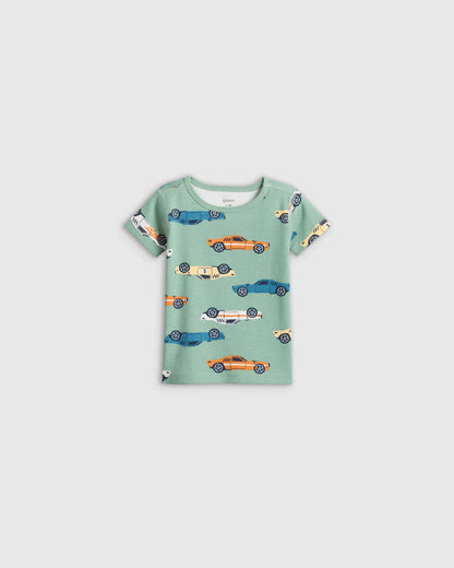 100% Organic Cotton Short Sleeve and Pant Pajama Set - 12-18M / Planets