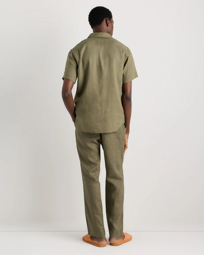 100% European Linen Drawstring Beach Pants - XS / Taupe Brown Chambray