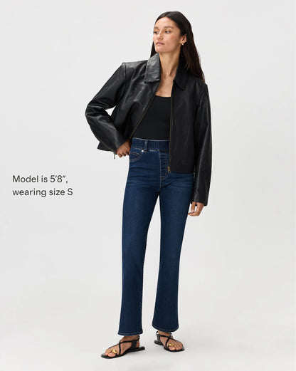 Nina Stretch Pull-On Kick Flare Jeans - XS / Raven Black