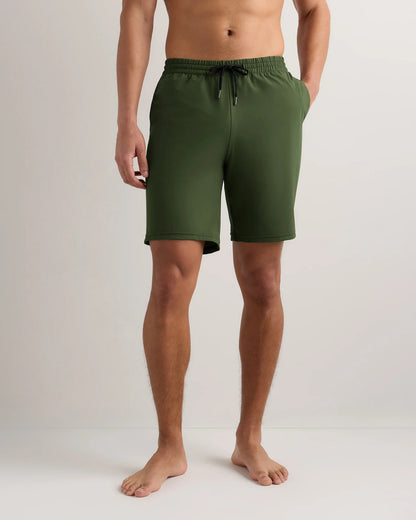 Italian Swim Trunks - 9" - S / Navy Palms
