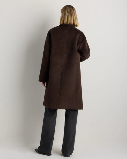 Alpaca-Wool Stand Collar Coat - XS / Rustic Brown