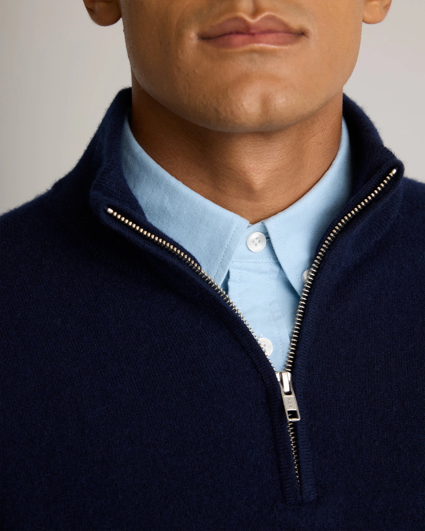 Mongolian Cashmere Quarter Zip Sweater - S / Olive Twist