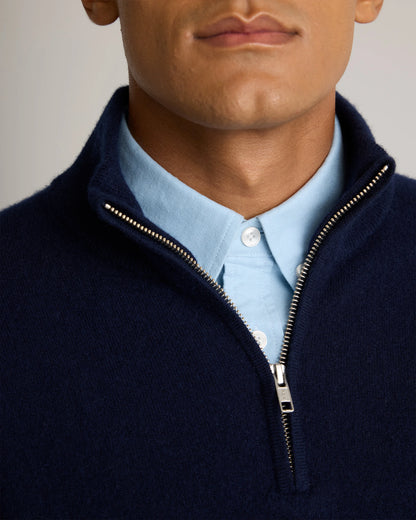 Mongolian Cashmere Quarter Zip Sweater - S / Olive Twist