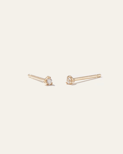 14K Gold Diamond Tiny Studs - One Size / Yellow Gold