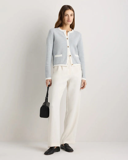 100% Organic Cotton Sweater Jacket - XS / Black/Ivory Colorblock