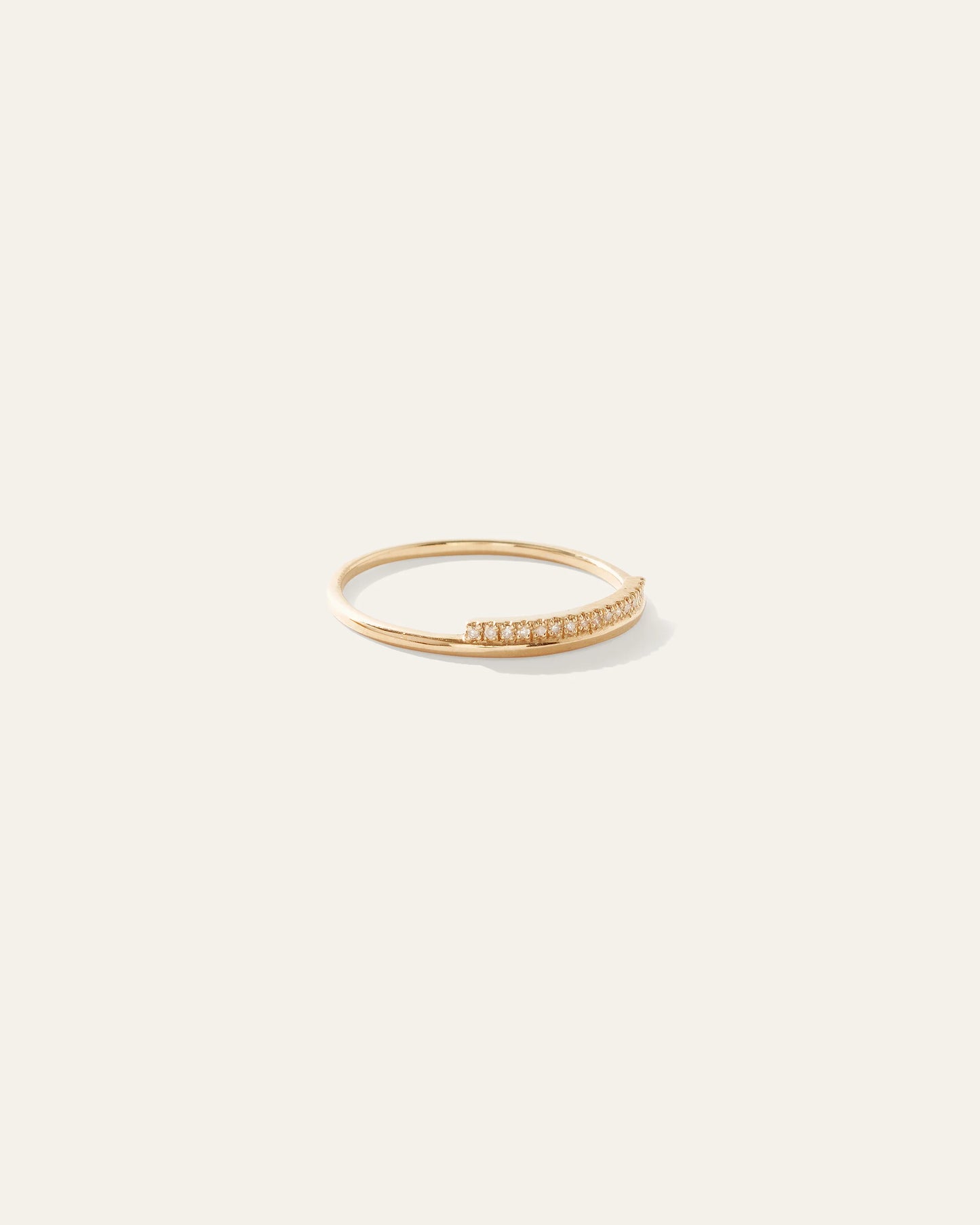 14K Gold Pave Diamond Bar Stack Band - 4 / Yellow Gold