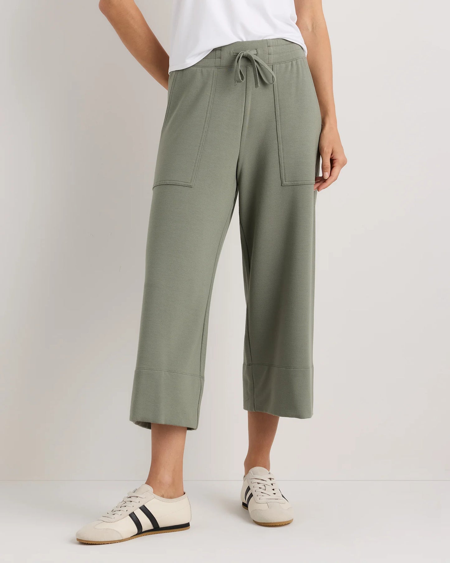 SuperSoft Fleece Cropped Wide Leg Pants - XS / Dried Fig