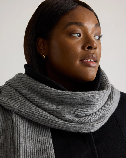 Merino Wool Fisherman Scarf - One Size / Heather Grey