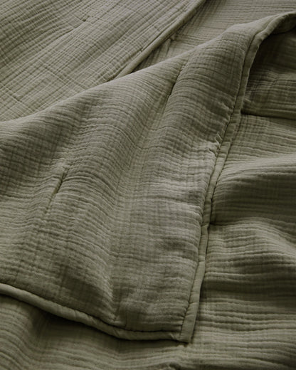 Organic Cotton Gauze Dream Quilt - Twin / Dried Sage
