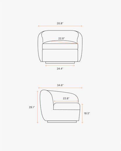 Performance Velvet Swivel Chair - One Size / Performance Velvet Taupe