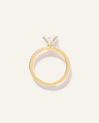 Lab Grown Diamond Marquise Petite Pave Engagement Ring - 2ct - 4 / Yellow Gold
