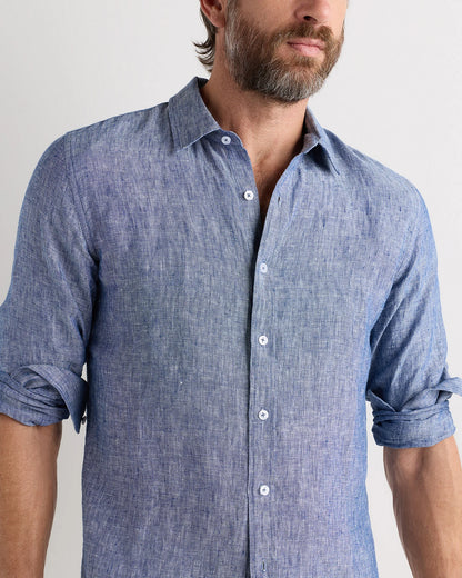 100% European Linen Relaxed Long Sleeve Shirt - XS / Flax