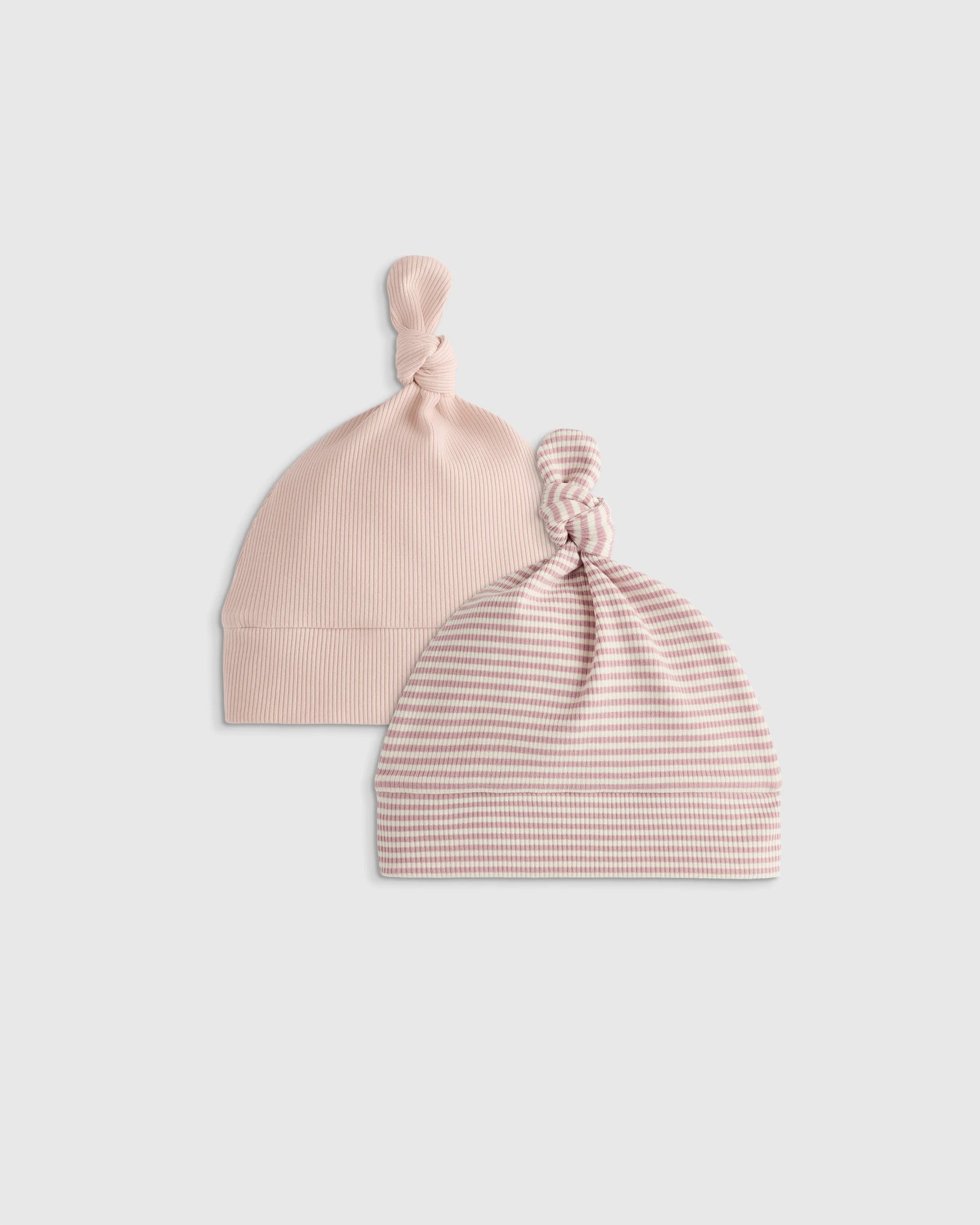 Softest Rib Hat (2-Pack) - 0-6M / Ivory/Grey Stripe
