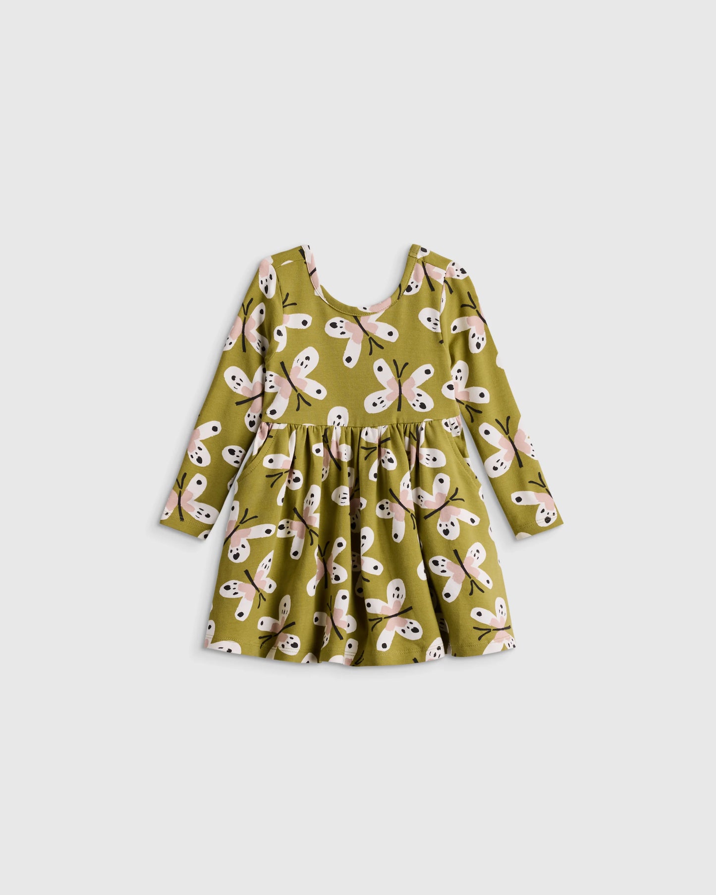 Organic Cotton Long Sleeve Skater Dress - 0-3M / Flower Buds