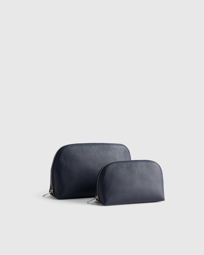 Italian Leather Pouch Travel Set - One Size / Deep Navy
