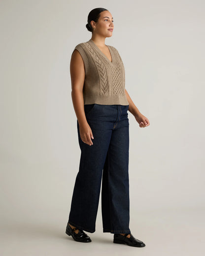 Australian Merino Wool Cable Sweater Vest - XS / Heather Grey