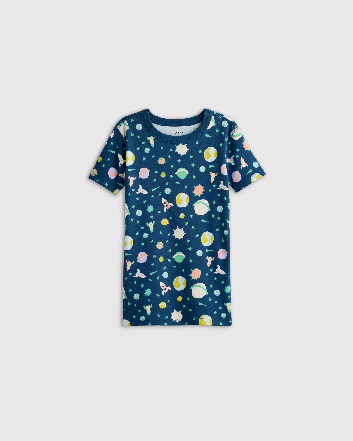 100% Organic Cotton Short Sleeve and Shorts Pajama Set - 2T / Navy Stripe