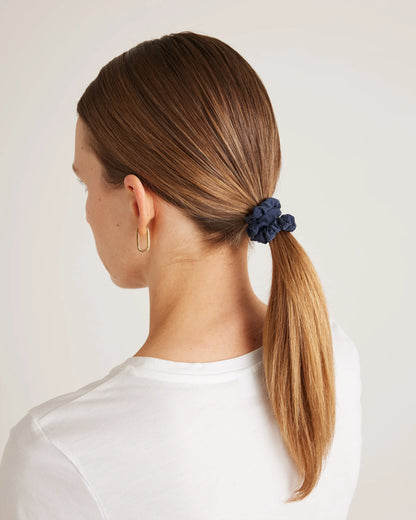 100% Washable Silk Skinny Scrunchies - One Size / Black/Ivory/Toasted Almond