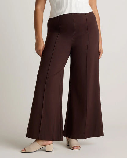 Ultra-Stretch Ponte Super Wide Leg Pants - XS / Black